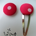 Ellani Petite  Fushia Pink White Polka Dot Clip & Elastic Set